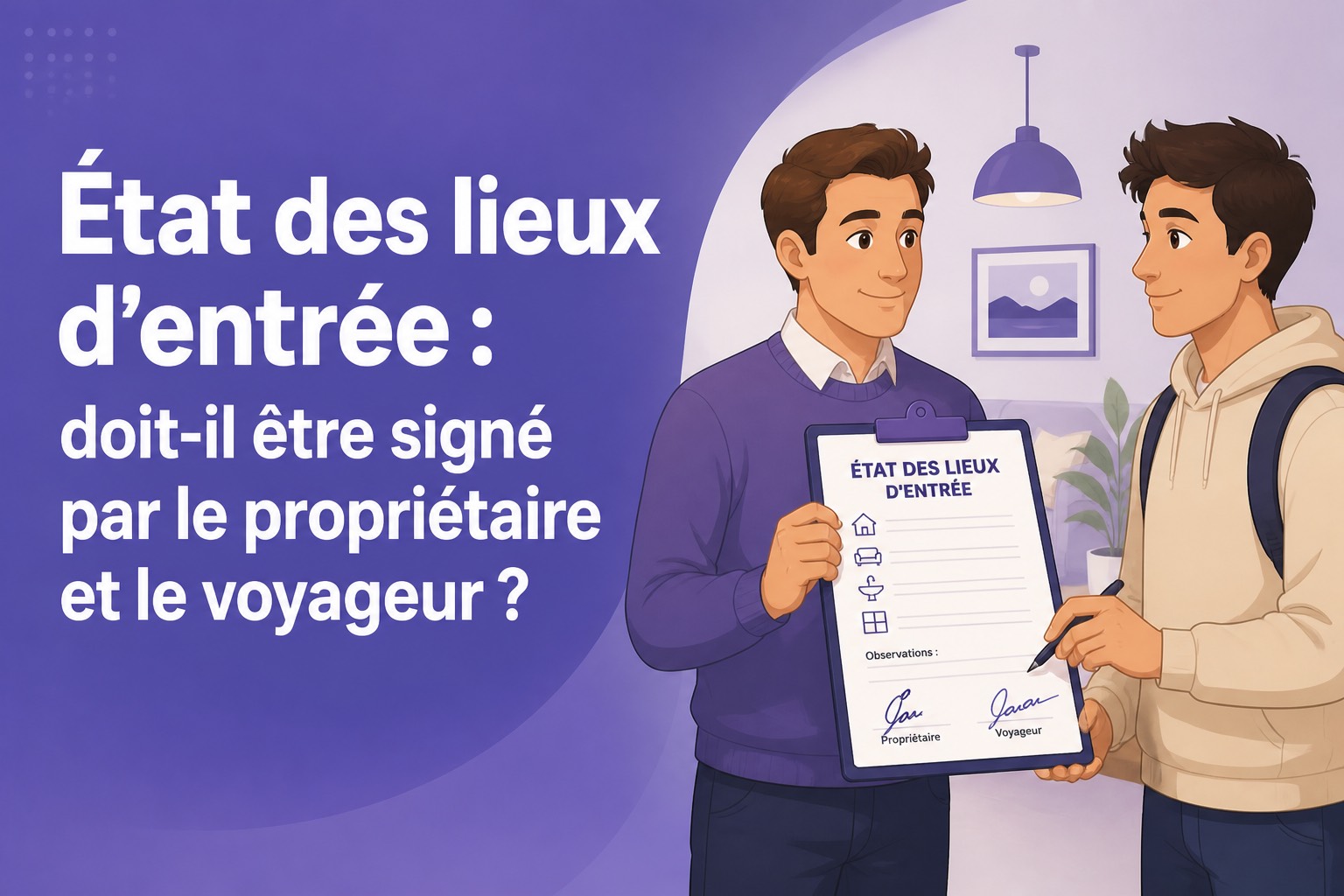 État des lieux d'entrée : doit-il être signé par le propriétaire et le voyageur ?